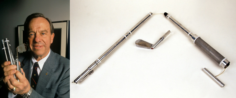 Alan Shepard y el palo utilizado para jugar al golf en la Luna
